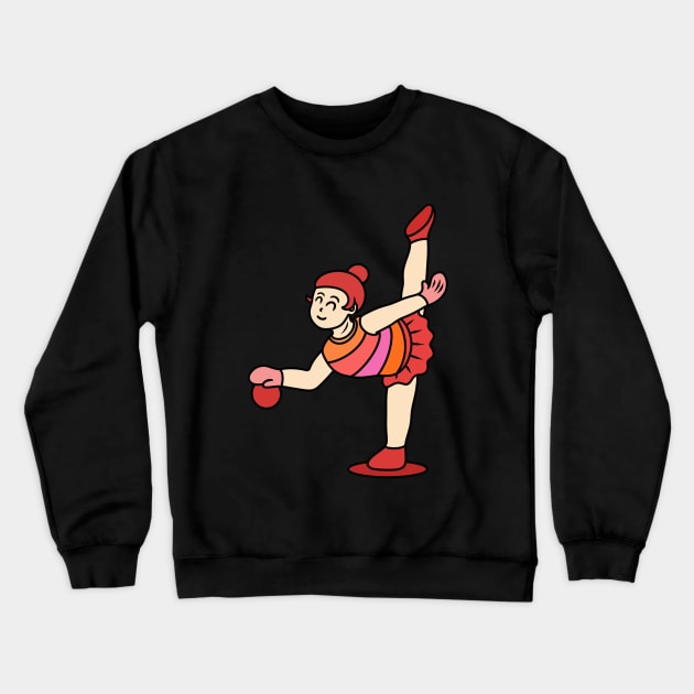 Chibi girl gymnastic ball Crewneck Sweatshirt by Andrew Hau